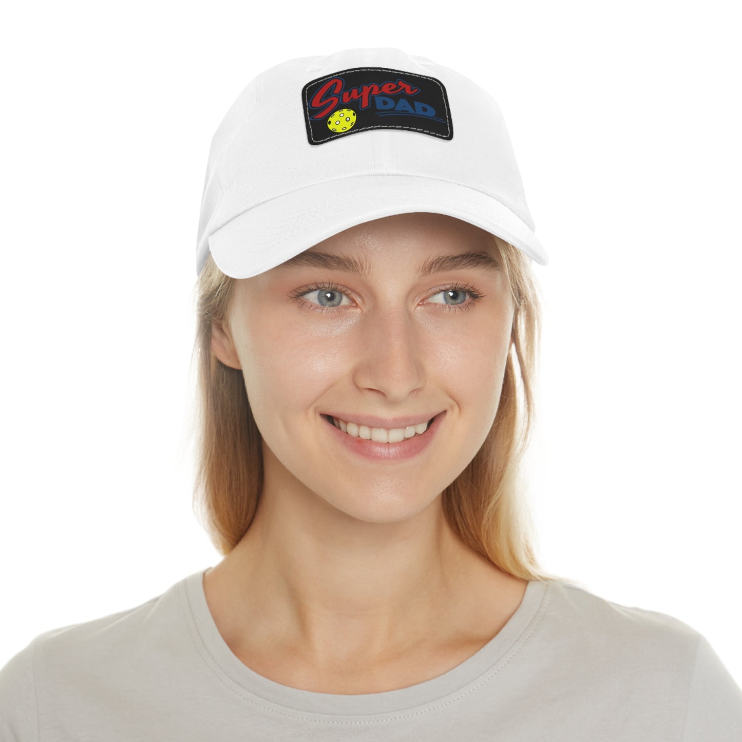 Super Pickleball Dad Hat with Leather Patch (Rectangle)