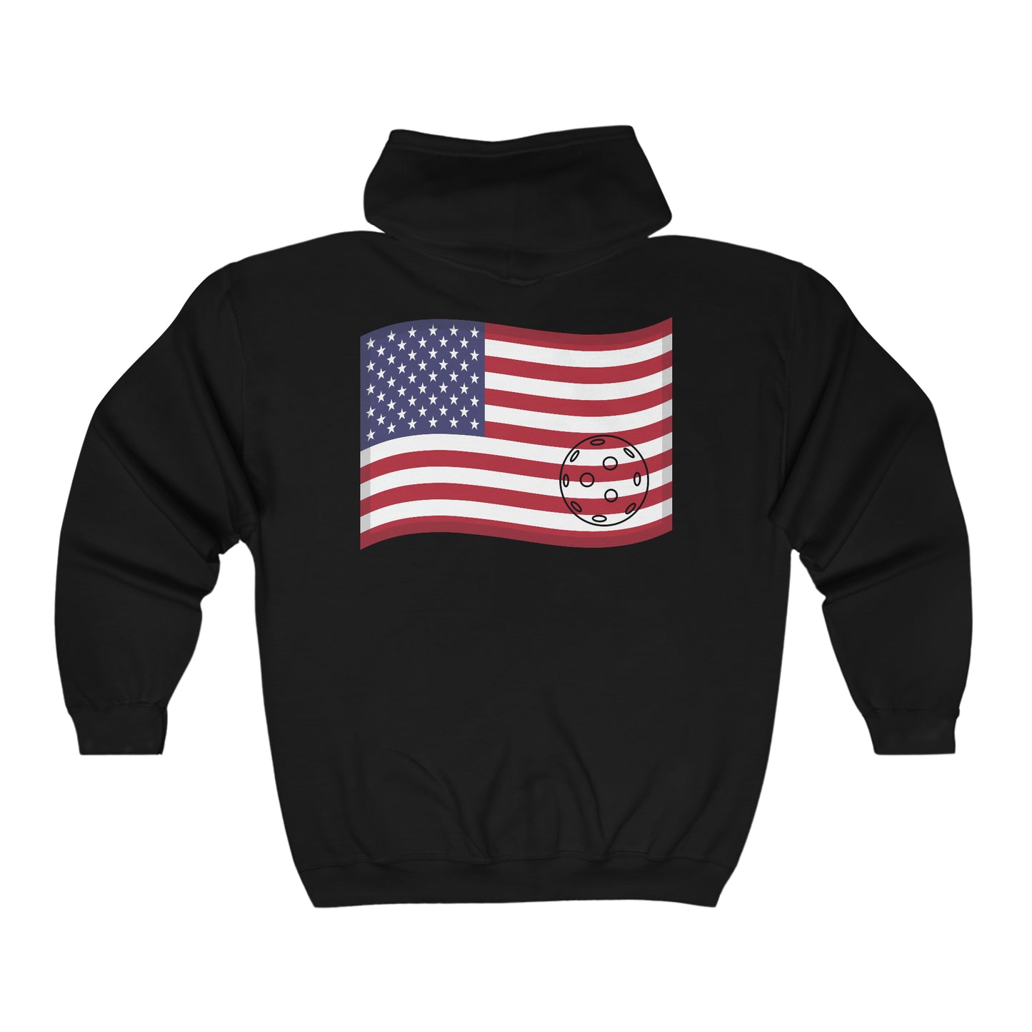 Pickleball with Flag Heavy Blend™ Full Zip Hooded Sweatshirt