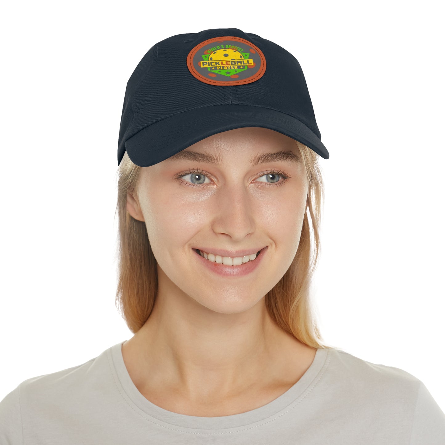 Pickleball Hat with Leather Patch (Round)