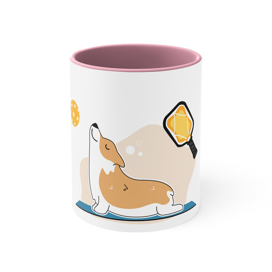 Puppy Pickleball Accent Coffee Mug, 11oz