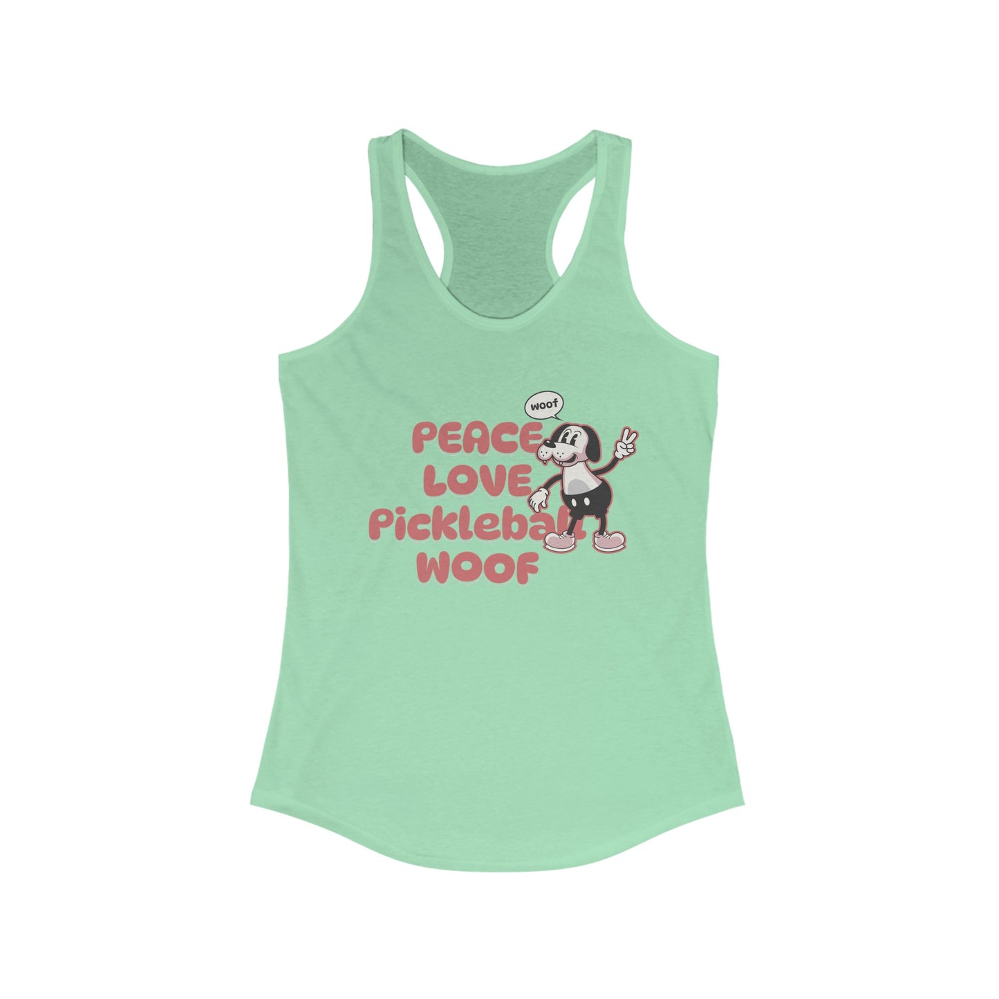 Peace Love Pickleball Woof Women's Ideal Racerback Tank