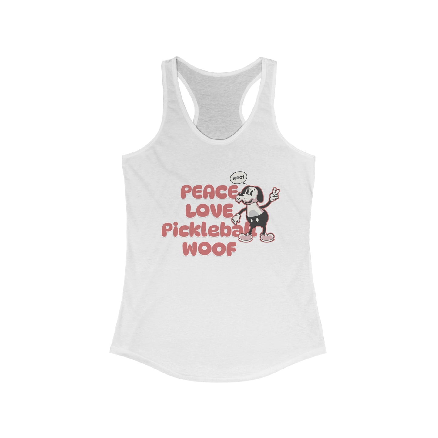 Peace Love Pickleball Woof Women's Ideal Racerback Tank