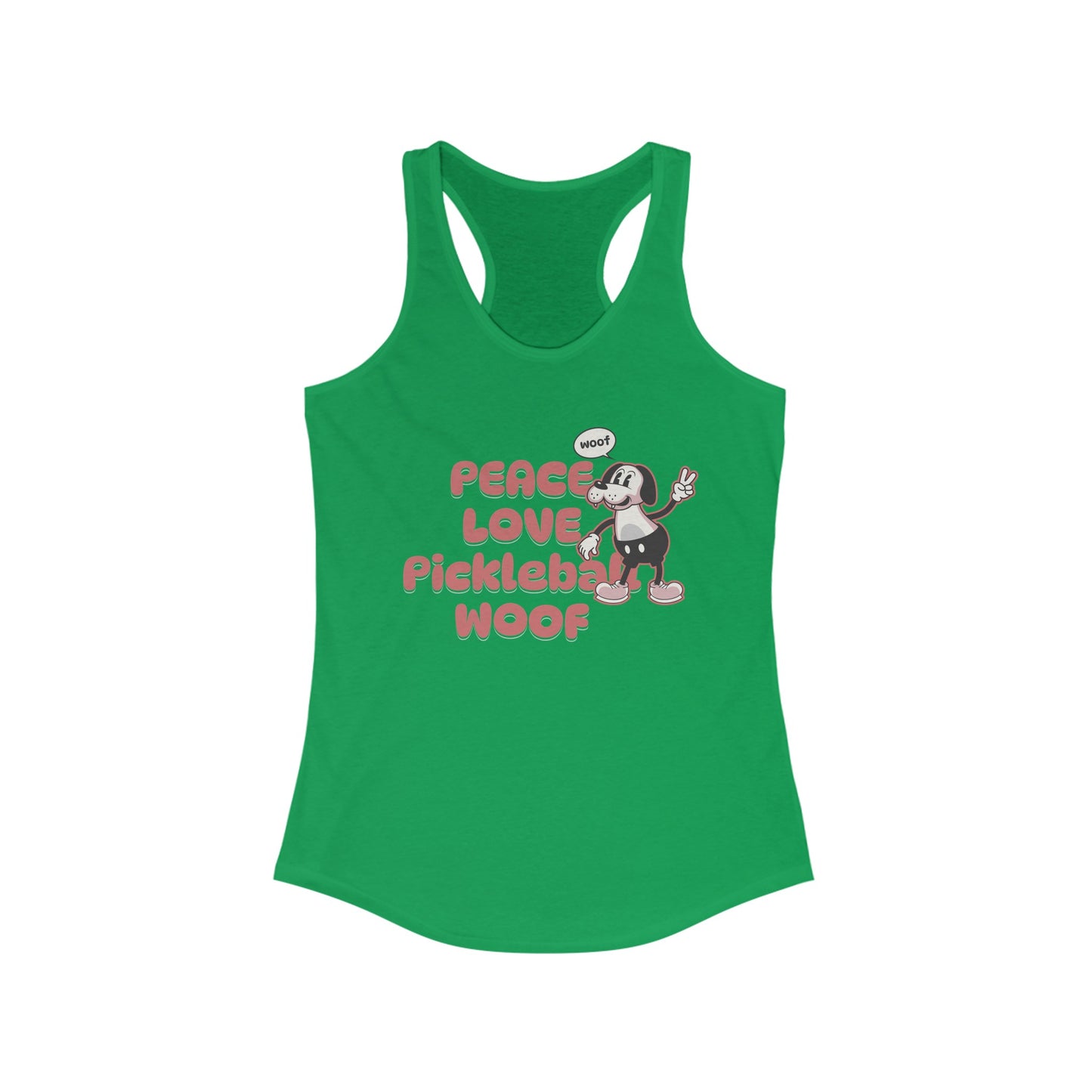 Peace Love Pickleball Woof Women's Ideal Racerback Tank