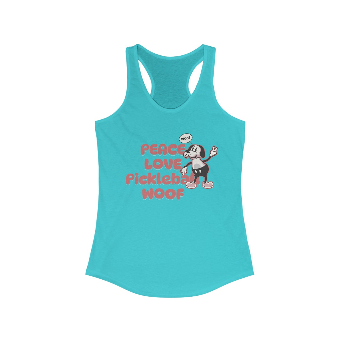 Peace Love Pickleball Woof Women's Ideal Racerback Tank