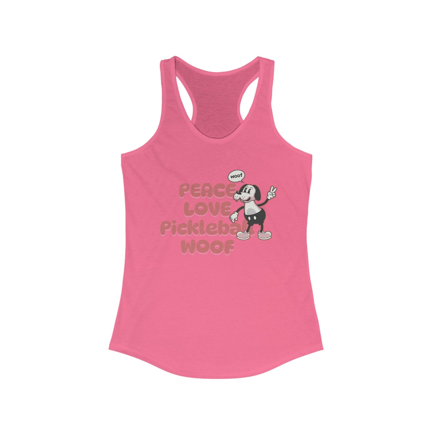 Peace Love Pickleball Woof Women's Ideal Racerback Tank