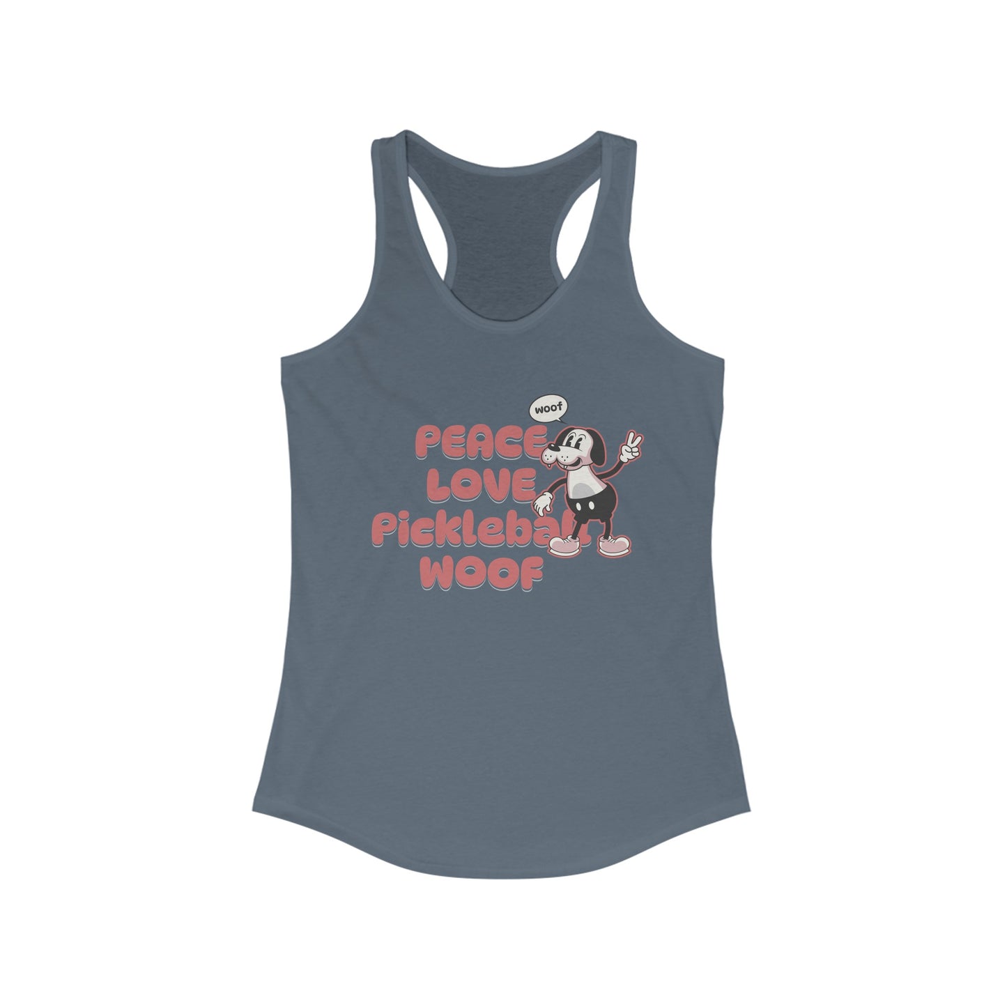 Peace Love Pickleball Woof Women's Ideal Racerback Tank