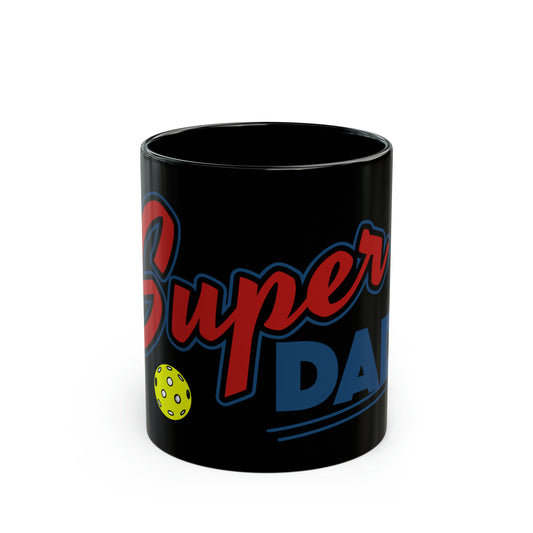 Super Pickleball Dad Black Mug (11oz)