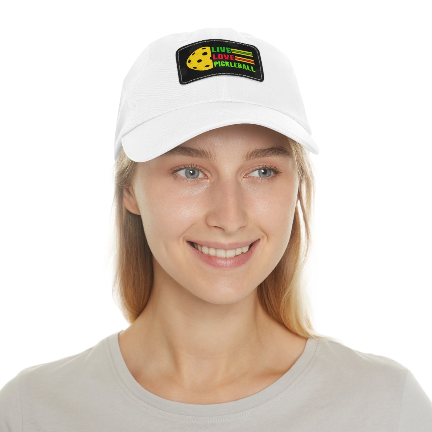 Live, Love Pickleball Hat with Leather Patch (Rectangle)