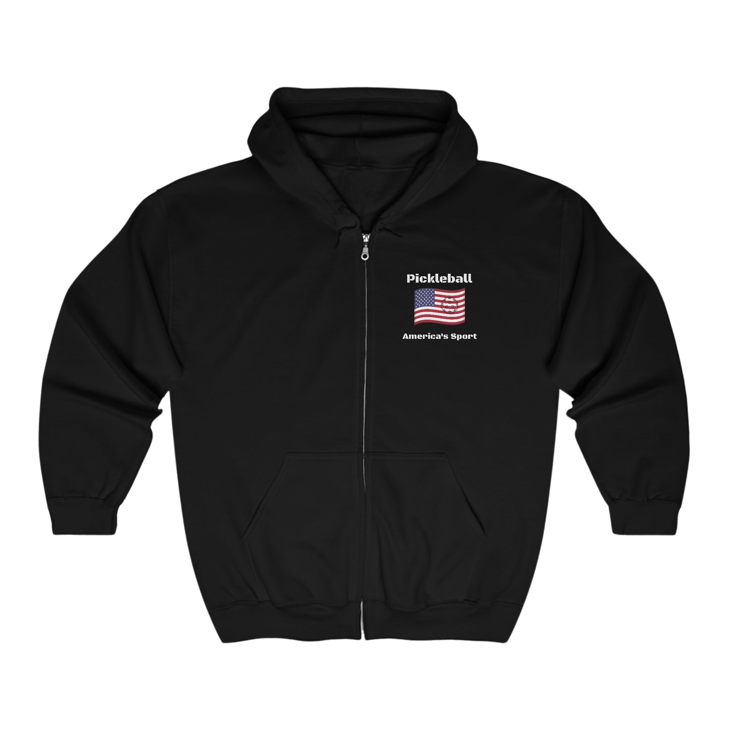 Pickleball with Flag Heavy Blend™ Full Zip Hooded Sweatshirt