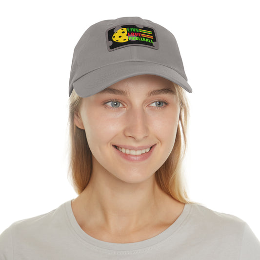 Live, Love Pickleball Hat with Leather Patch (Rectangle)