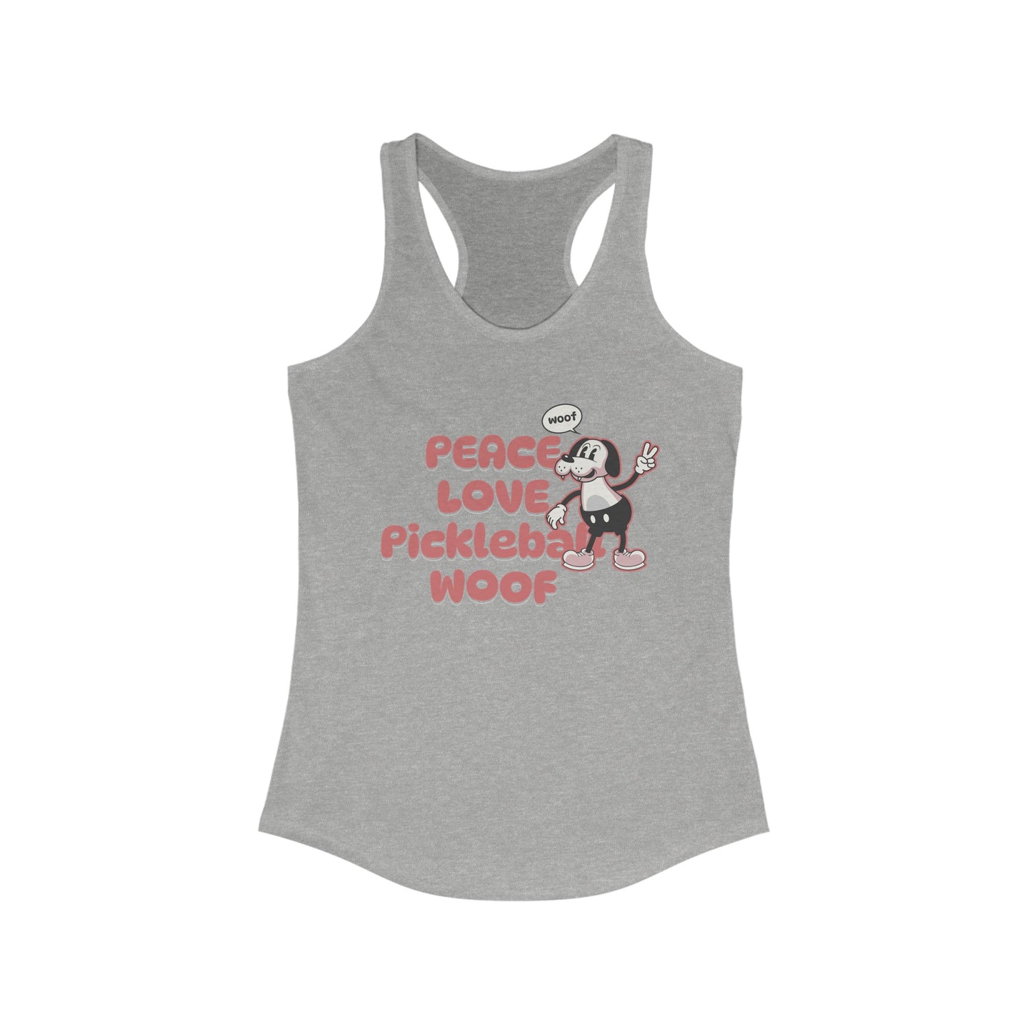 Peace Love Pickleball Woof Women's Ideal Racerback Tank