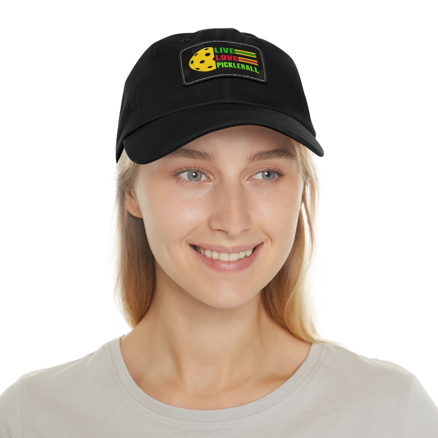 Live, Love Pickleball Hat with Leather Patch (Rectangle)