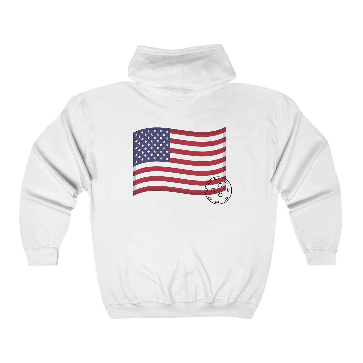 Pickleball with Flag Heavy Blend™ Full Zip Hooded Sweatshirt