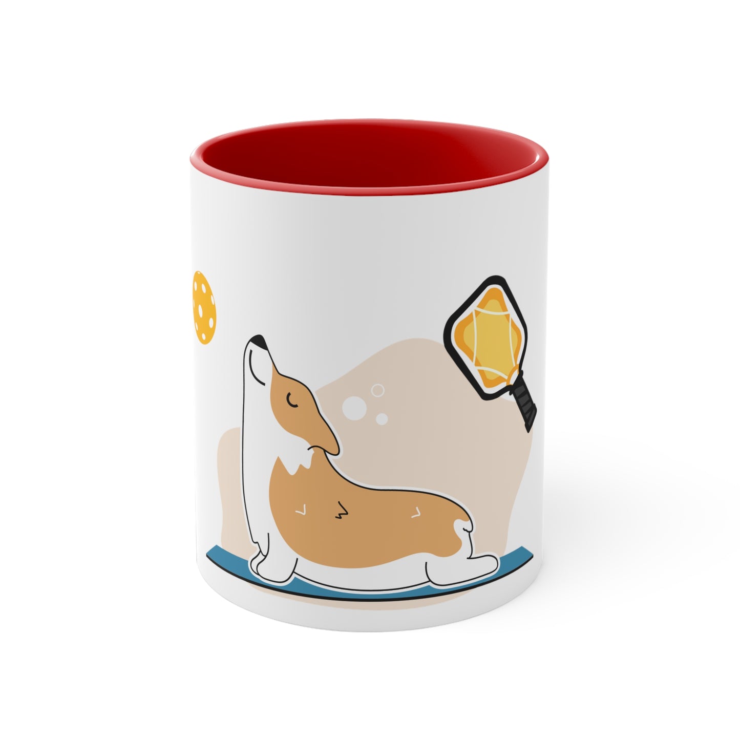 Puppy Pickleball Accent Coffee Mug, 11oz